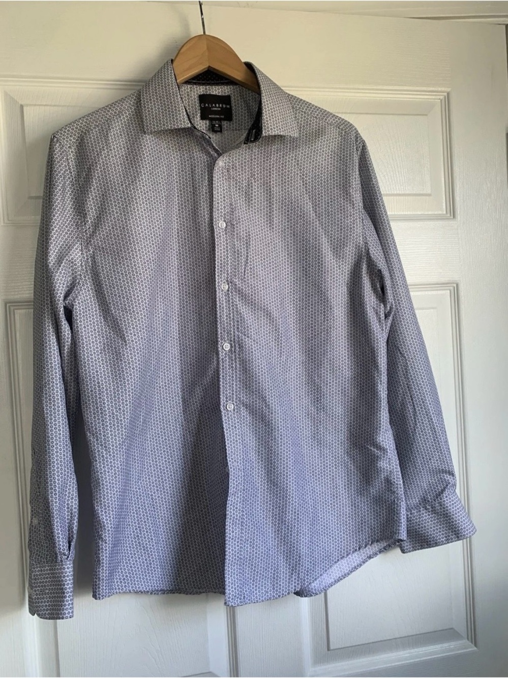 CALABRUM LONDON Men's Modern Fit Dress Shirt -M (15-15.5) Geometric Circle Print